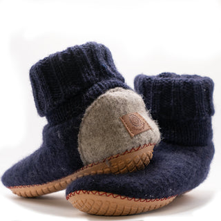 Felted Wool Slipper Shoes with Rubber Soles