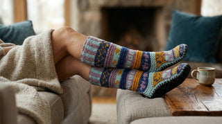Hand Knit Purple Tibetan Socks 